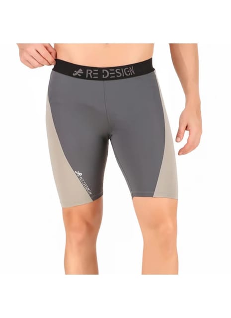 Nylon Compression Shorts and Half Tights For Men (DARK GREY/LIGHT GREY)