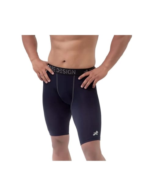 Nylon Compression Shorts and Half Tights For Men (Navy)