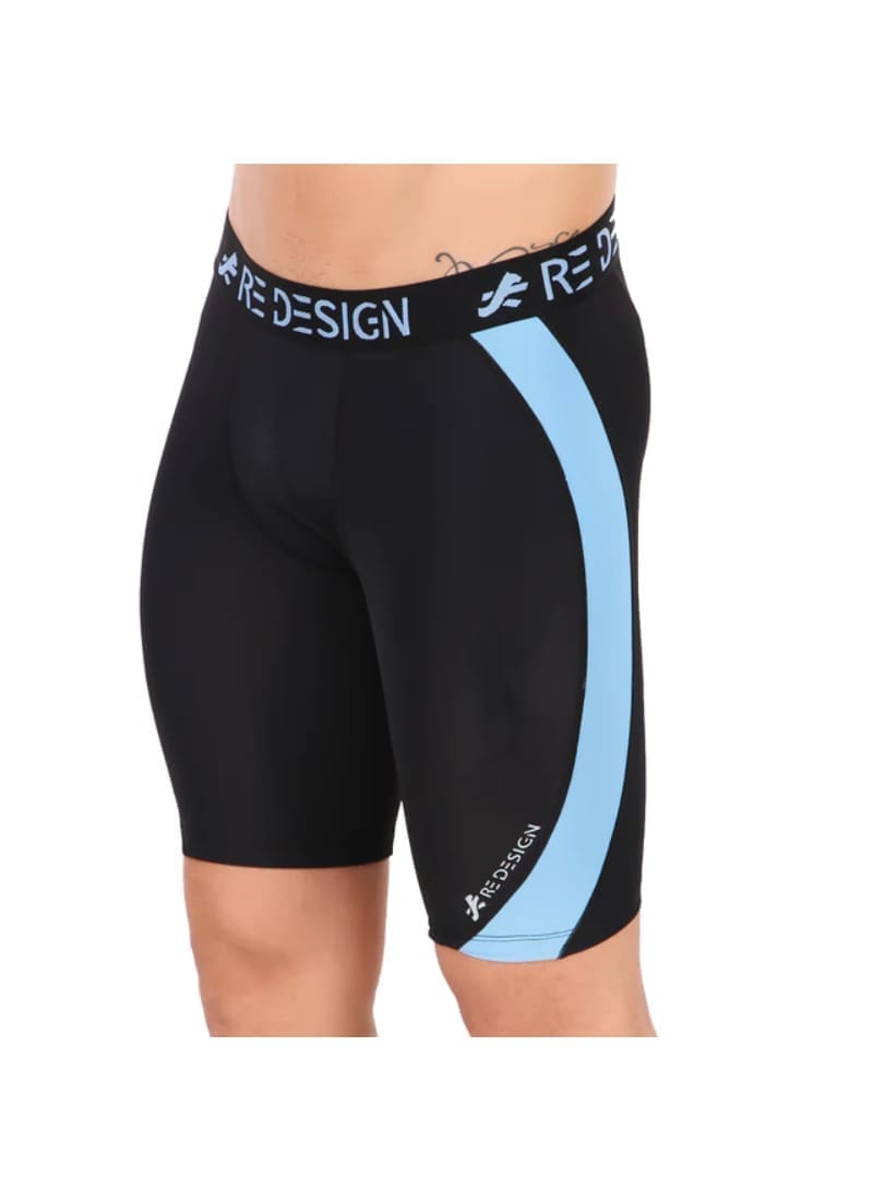 Nylon DC Curve Compression Shorts and Half Tights For Men (BLACK/AQUA)