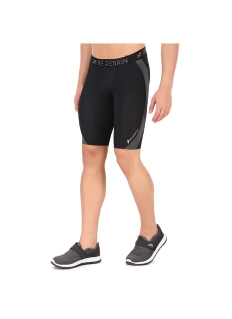 Nylon DC Curve Compression Shorts and Half Tights For Men (BLACK/D.GREY)