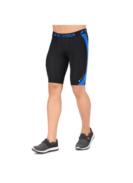 Nylon DC Curve Compression Shorts and Half Tights For Men (BLACK/ROYAL)