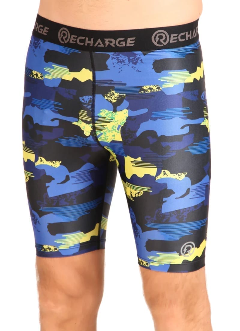 Men's Polyester Compression Shorts (Blue Camo)