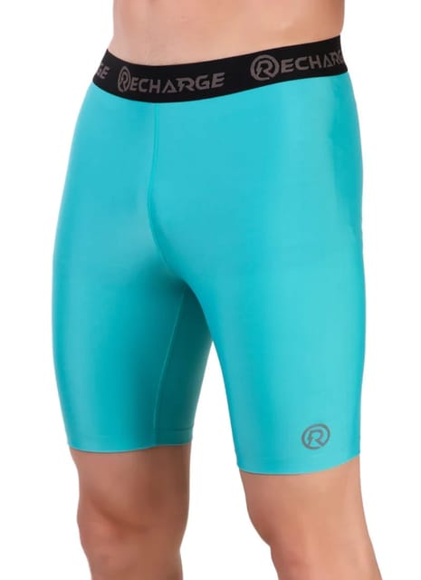 Men's Polyester Compression Shorts (Coral Green)