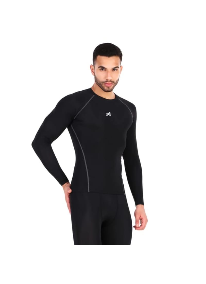 Nylon Compression Tshirt Full Sleeve Tights For Men (Black)