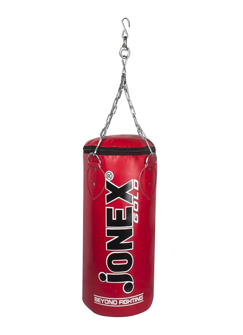 JJ Jonex Ultimate (2 Feet) Filled/Unfilled Heavy Punching Bag (PU) Material Boxing MMA Sparring Punching Training Kickboxing with Rust Proof Stainless Steel Hanging Chain (RED) (MYC)