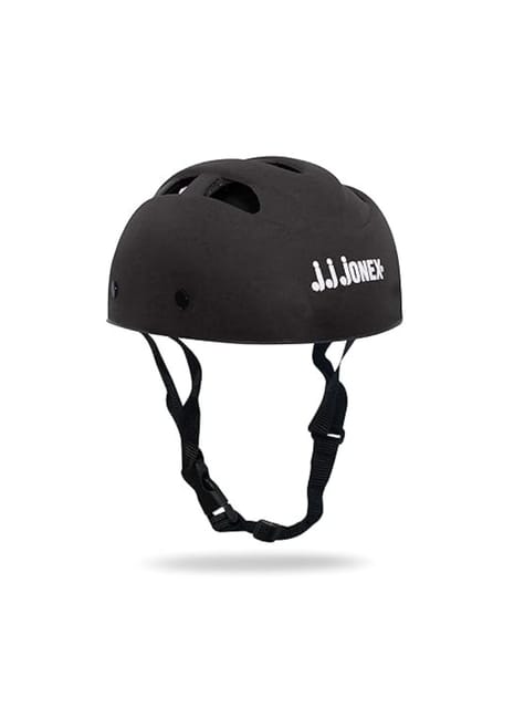 JJ JONEX Protective PVC Helmet Skating and Cycling Age 4 to 7 Year (MYC) (Black, Small)