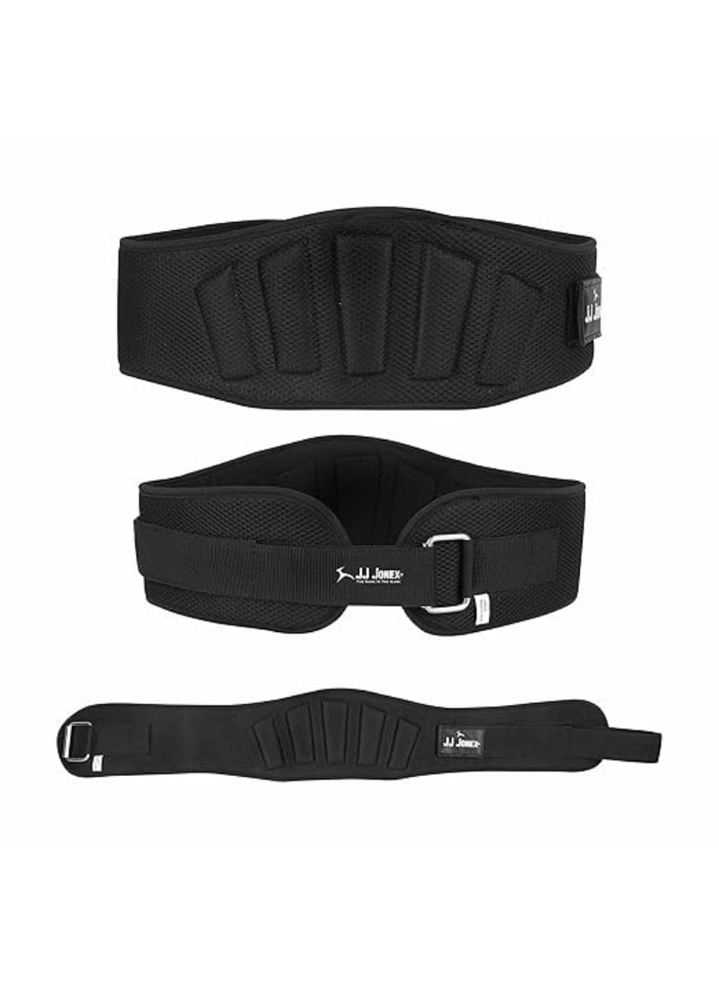 JJ JONEX Unisex Weightlifting Gym Belt for Fitness Workout SOFT Air Mesh | Stabilized Support |Lightweight Design,Black (MYC),Small