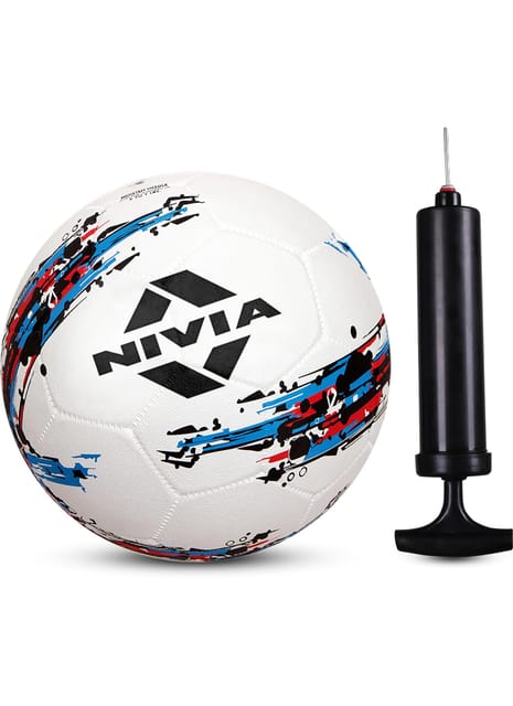 Nivia Storm White Moulded Football with Ball Pump Football - Size: 5 (Pack of 1, White/Print)