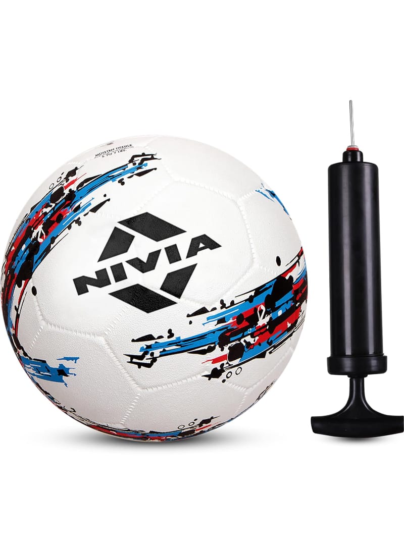 Nivia Storm White Moulded Football with Ball Pump Football - Size: 5 (Pack of 1, White/Print)