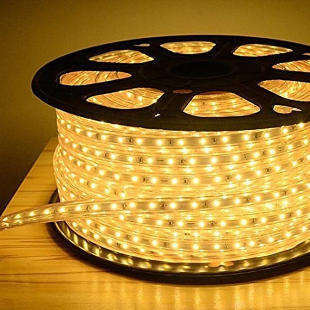 LED Strip Rope Lights, 3000K Yellow Outdoor Indoor Waterproof, Flexible,Cutable 120 LEDs per Meter SMD2835 Tape Light (16.40ft 5meter, Yellow)