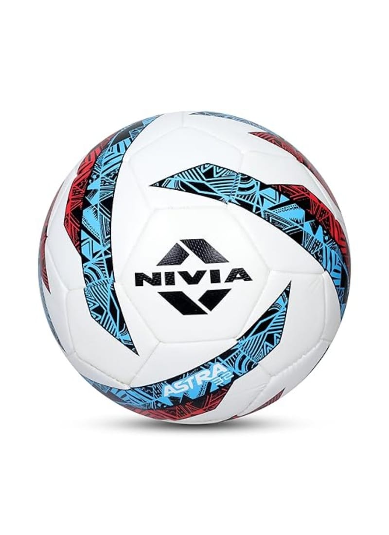 Nivia Astra-32 TPU Football 32 Panel, Glossy TPU Stitched, Suitable for Soft & Dry Ground, Hard Ground with Grass & Artificial Turf, International Match Ball Size-5 White