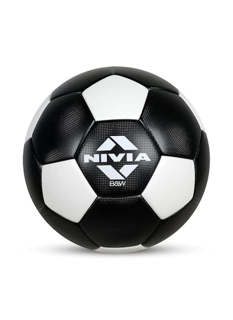 Nivia Football, B&W Football, PU Football, 32 Panels, Suitable for Soft & Wet Ground,Hard Ground,International Match Ball, Football for Men & Women Size-5 (Black)