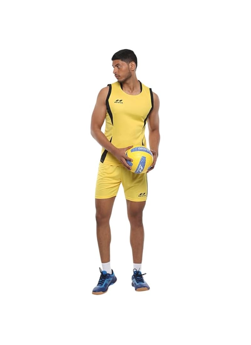 Nivia Men's Solid Regular Fit Volleyball Jersey (Lemon Yellow/Black)