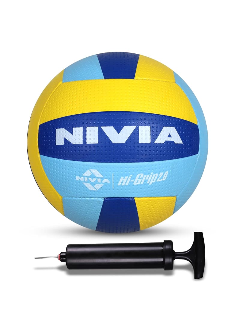 Nivia Combo Hi-Grip 2.0 Moulded Volleyball - Blue with Ball Pump (Size - 4)