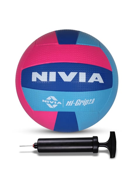 Nivia Combo Hi-Grip 2.0 Moulded Volleyball - Red with Ball Pump (Size - 4)