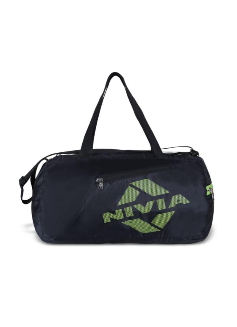 NIVIA Deflate Bag 2.0 Polyester Gym Bag/Unisex Gym Bags/Adjustable Shoulder Bag for Men/Duffle Gym Bags for Men/Carry Gym Accessories/Fitness Bag/Sports &Travel Bag/Gym kit Bag (Black/Green)