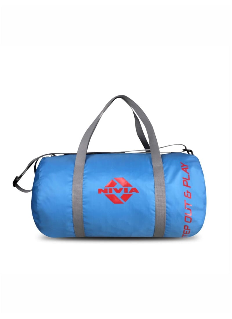 NIVIA Enfold-01 Round Bag Polyester/Unisex Gym Bags/Shoulder Bag for Men & Women Bag/Sports Kit (Sky/Grey) Standard (Colour: Sky Blue)