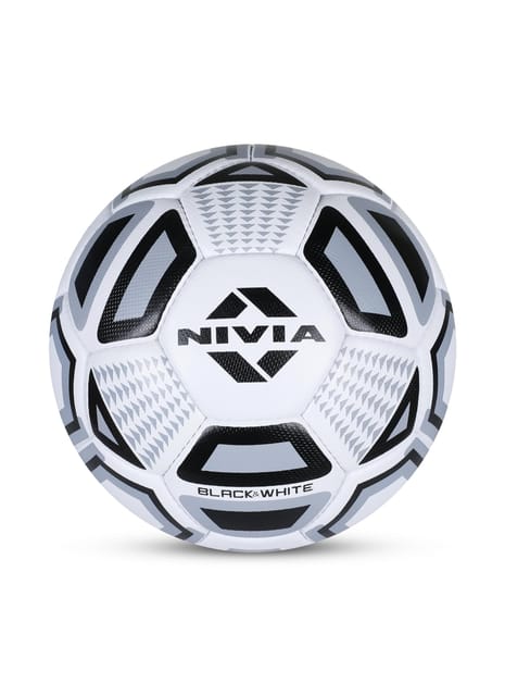 Nivia Black & White Football | Rubberized Stitched Football | 32 Panel | Suitable for Hard Ground Without Grass | Training Football |for Men/Women Size - 4 (Black/White)