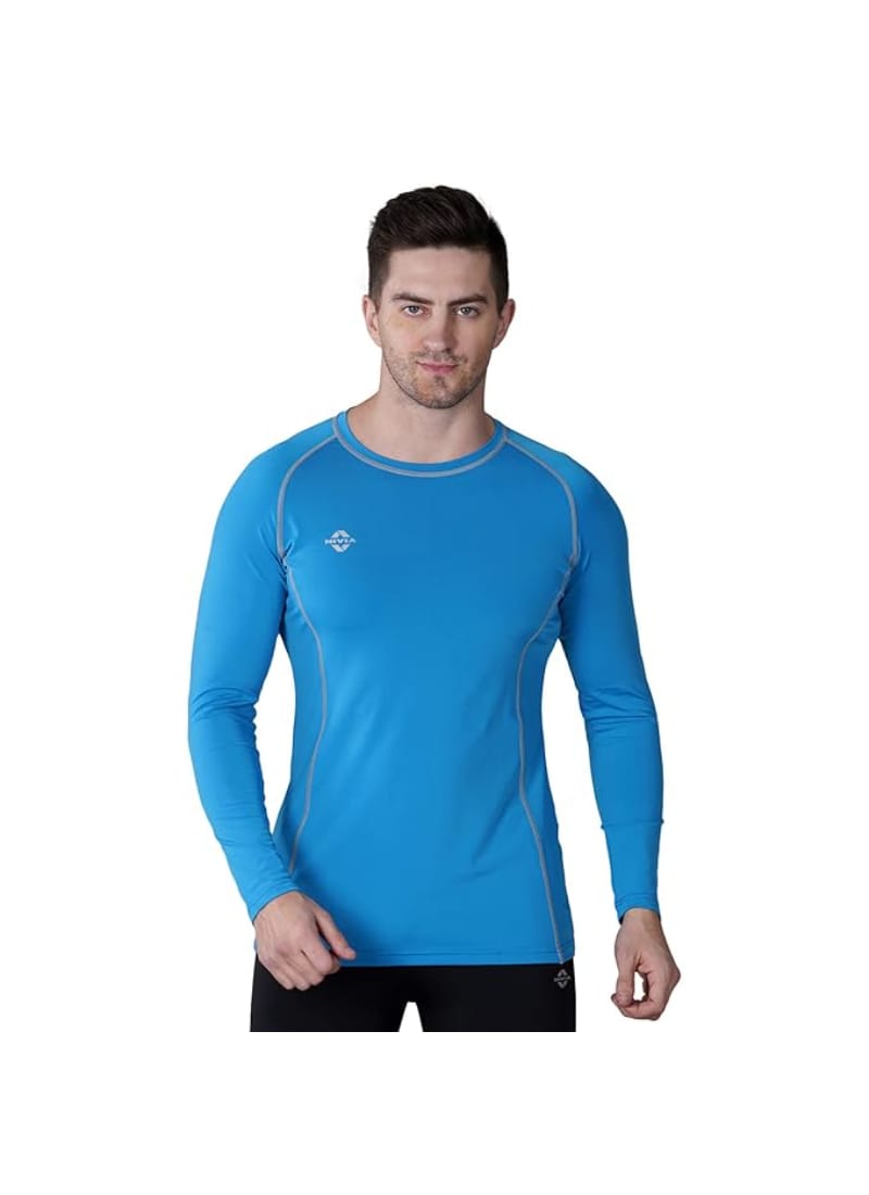 Nivia Compression Tee- Full Sleeve T-Shirt for Men/Gym and Sports Wear/Comfortable Durable Fabric/Skinny Body Fit for Athletic Workout and Running Indigo Blue