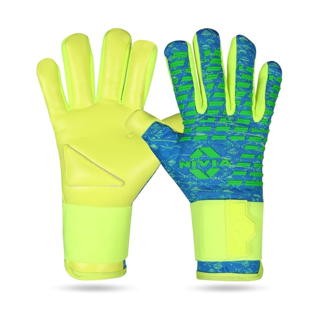 Nivia Latex Ashtang Goalkeeper Gloves, Medium (SkyBlue/F.Green)