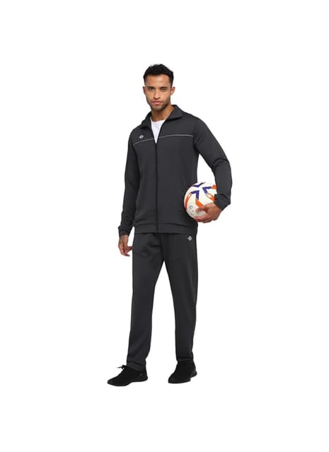 Nivia Solid Zipper Polyester Tracksuit for Men/Full Sleeve Tracksuits for Running & Sports-Grey