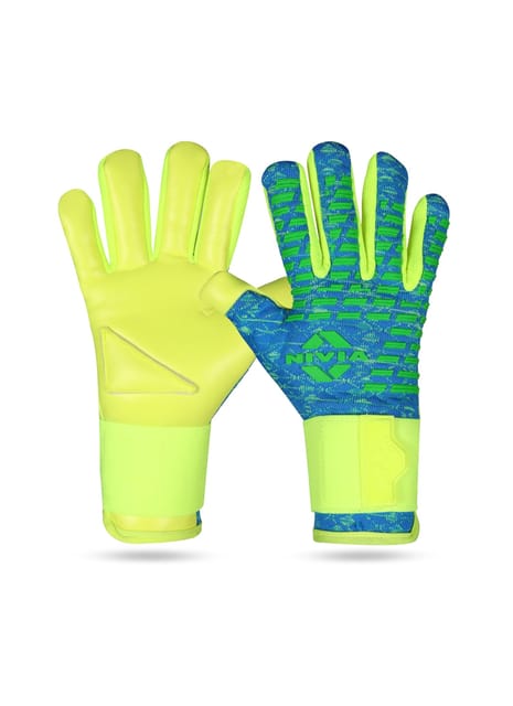 Nivia Latex Ashtang Goalkeeper Gloves, Medium (SkyBlue/F.Green)