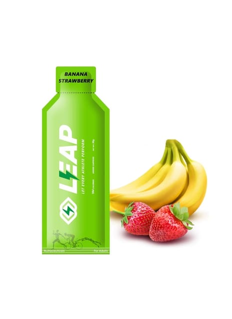 Leap Energy Gel for Runners, Cyclists & Athletes -Natural Ingredients for Quick Energy & Easy Digestion (Banana-Strawberry)