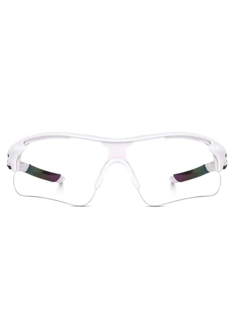 KD Multi-colored Unisex Sports Sunglasses For Cricket, Cycling, Racing, Climbing, Golf, Riding and UV Protection - Free Size , White Clear