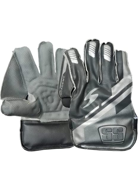 SS Academy Wicket Keeping Gloves ,Black/Silver