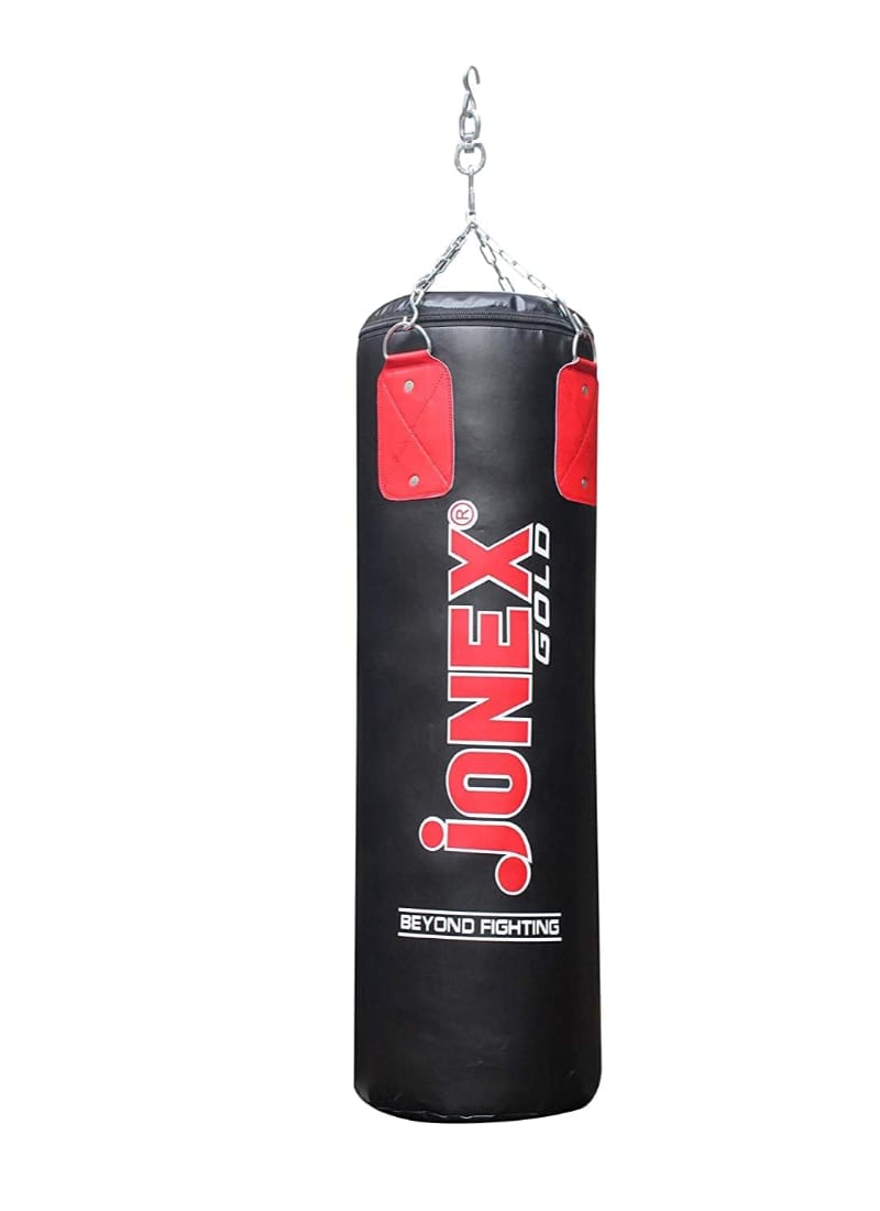 JJ Jonex Ultimate (3 Feet) Unfilled Heavy Punching Bag (PU) Material Boxing MMA Sparring Punching Training Kickboxing with Rust Proof Stainless Steel Hanging Chain (MYC) - Pack of 1 - (Black)