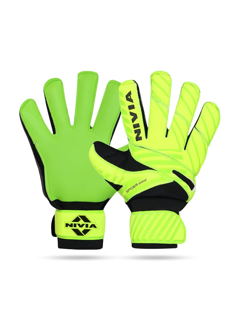 Nivia Ditmar Spider Goalkeeper Gloves for Men & Women, for Football, for Soccer, goalkeeping Glove, Goalkeeper Gloves with Grip, Football Hand Gloves, Goalkeeper Gloves, Football Hand Glove (Green) L