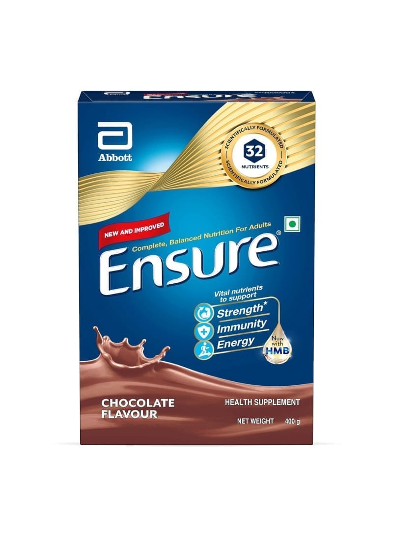 Ensure Complete, Balanced Nutrition Drink For Adults 400g, Chocolate Flavor, Now With A Special Ingredient HMB And 32 Essential Nutrients To Help Build & Protect Muscle Strength