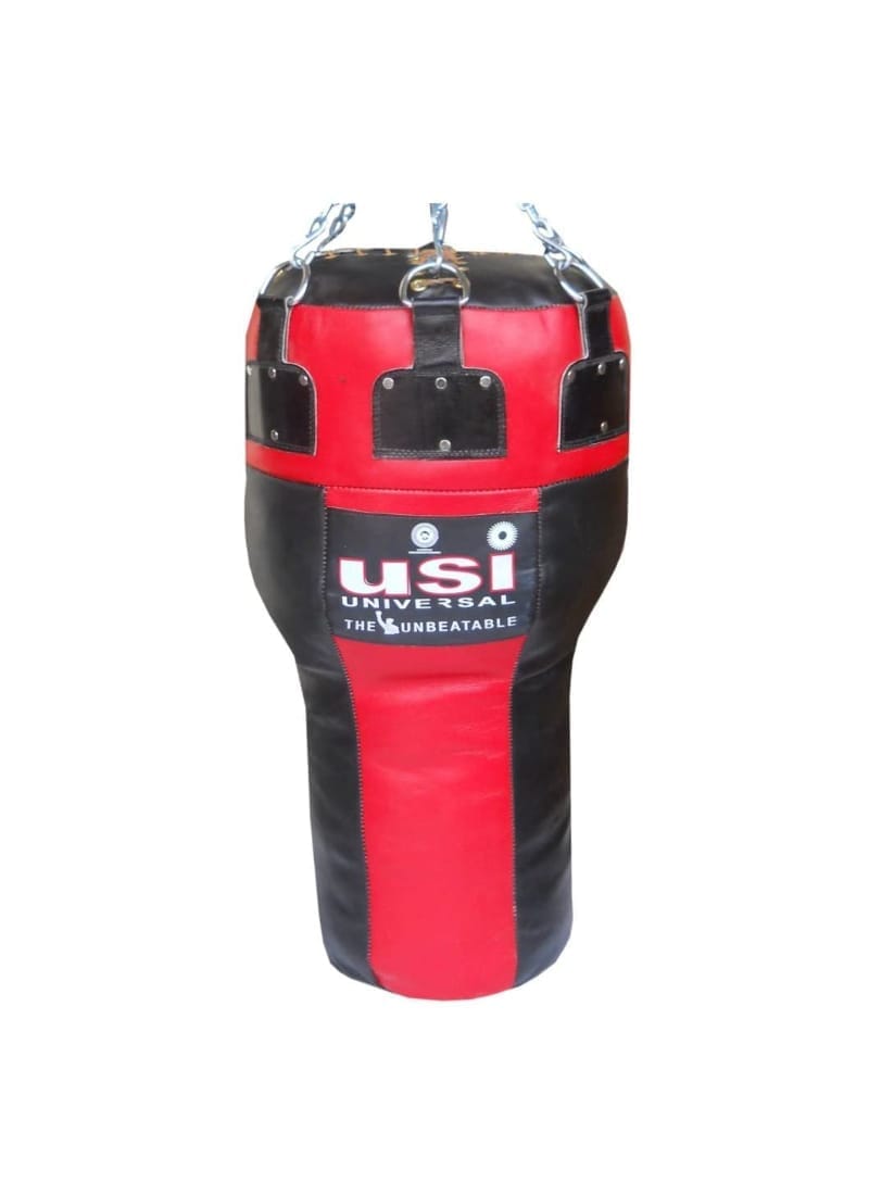 USI UNIVERSAL THE UNBEATABLE 626ABL Punching Bag, 626ABL Immortal Leather Punching Bag Filled, 105cm (42") Thick Leather Canvas Laminated, Compressed Flock Filled, Chain Included