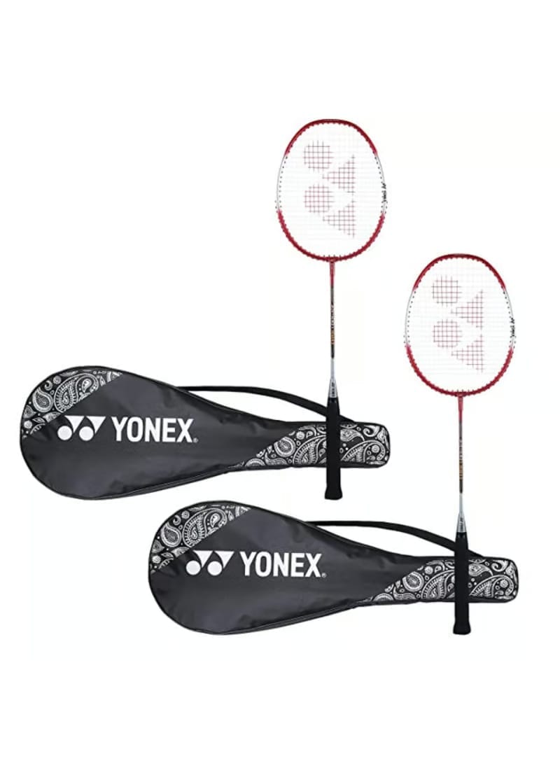 YONEX ZR 100 Light Aluminium Blend Badminton Racquet with Full Cover (Red/Red) - Set of 2