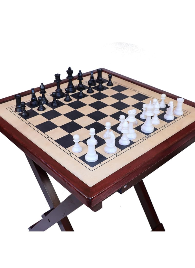 WMX Aarkay Chess Table Wooden Handmade Chess Full Size Table Chess Set with Folding Game Board | Home, Office, Travelling and Gift Uses