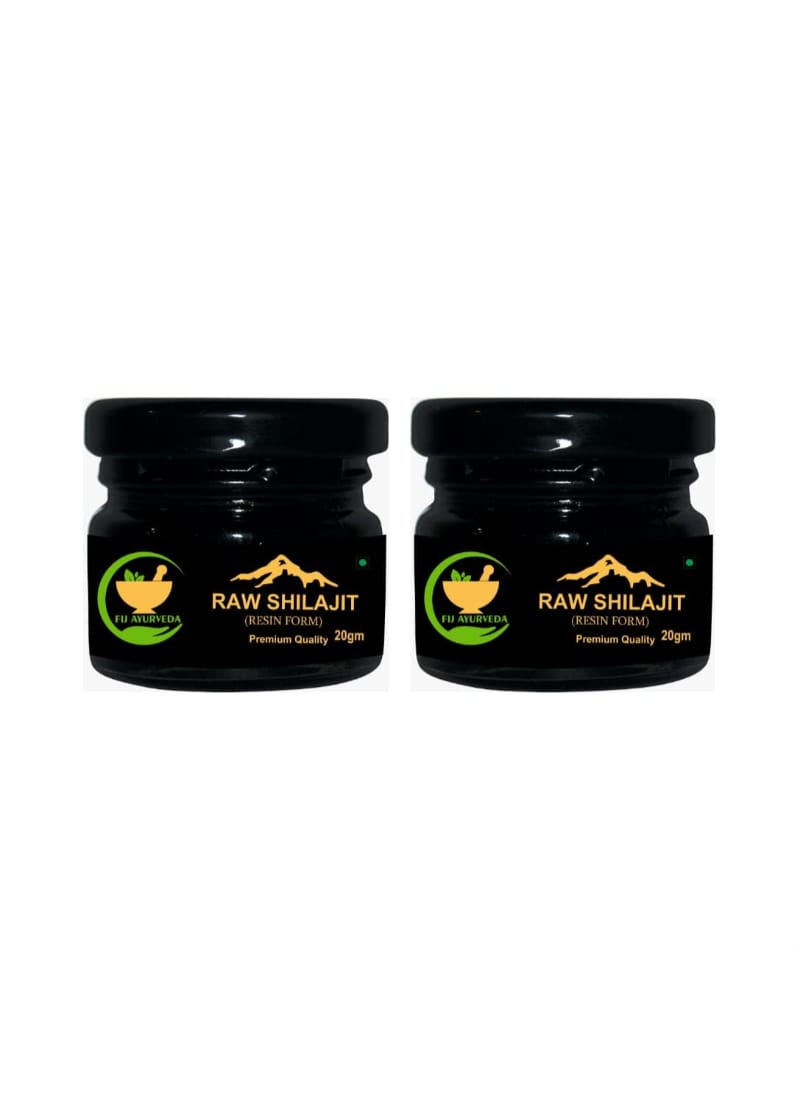 FIJ AYURVEDA Pure Ayurvedic Raw Shilajit/Shilajit Resin (Semi Liquid) Supports Power, Energy & Vitality - 40Gm (Pack of 2)