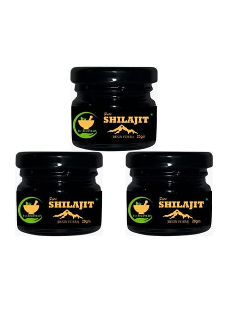 FIJ AYURVEDA Pure Ayurvedic Shilajit/Shilajit Resin (Semi Liquid) Supports Power, Stamina & Vitality - 60Gm (Pack of 3)