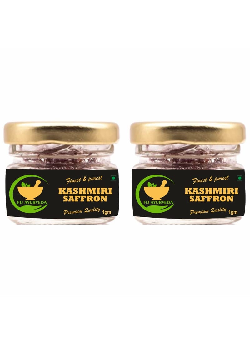 FIJ AYURVEDA A++ Grade Pure & Natural Kashmiri Saffron Threads |Original Kesar| / Kesar/ Keshar/ Zafran / Jafran for Pregnant Women – 2GM (Combo Pack)