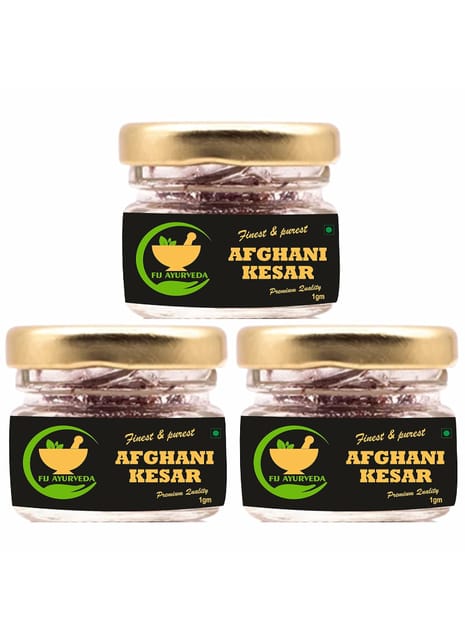 FIJ AYURVEDA Natural & Finest A++ Grade Afghani Kesar Thread |Original Kesar| Saffron/ Keshar/ Zafran /Jafran for Beauty & Health Care – 3GM (Combo Pack)