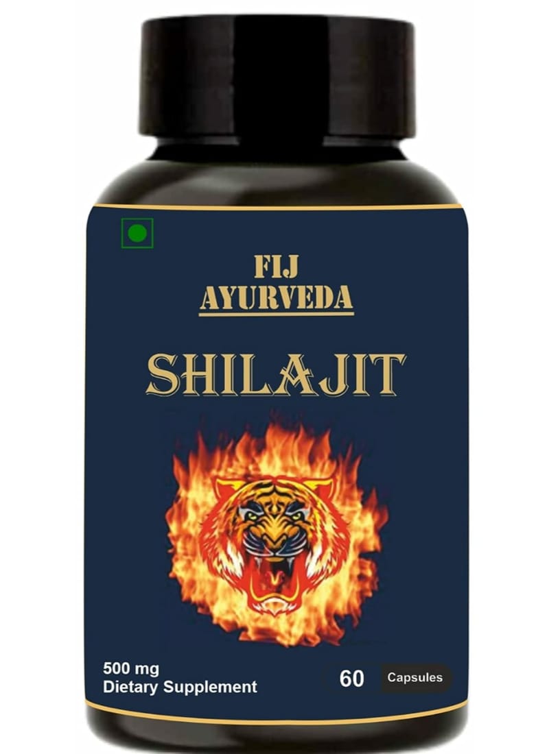 FIJ AYURVEDA Shilajit/Shilajeet Capsule Supports Energy & Energy - 500mg 60 Capsules (Pack of 1)