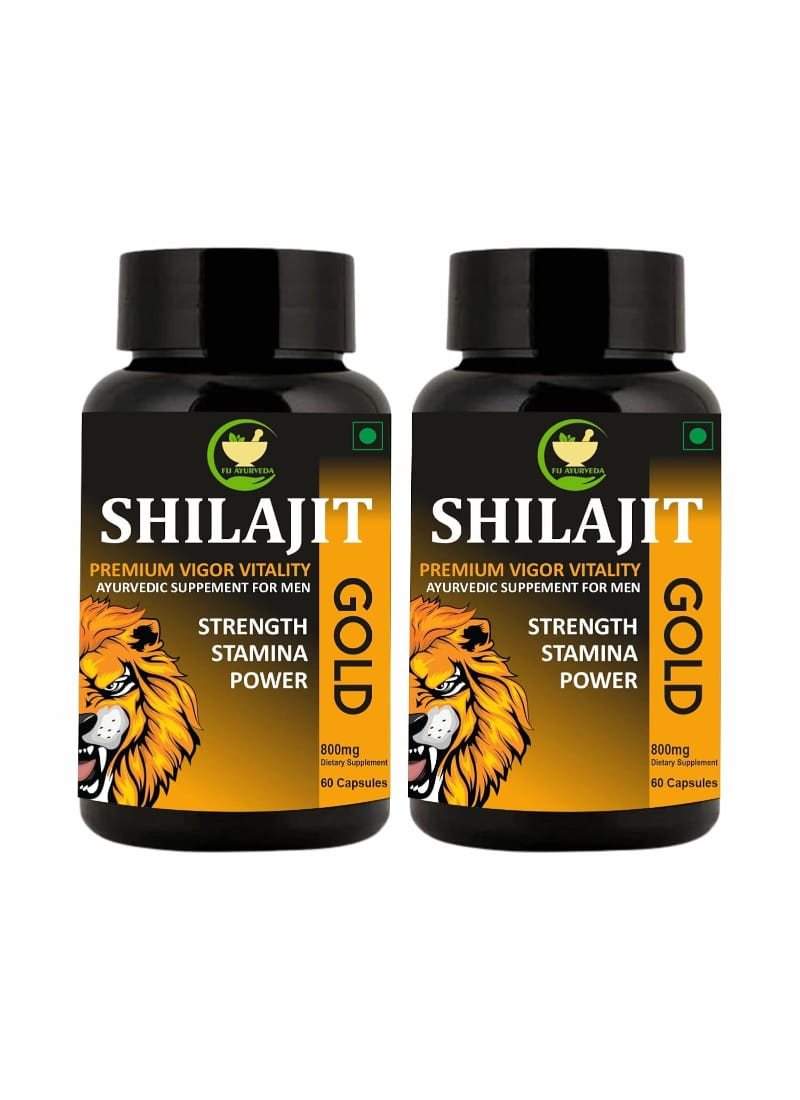 FIJ AYURVEDA Shilajit/Shilajeet Gold Capsule | Shudh Shilajit | Ayurvedic Shilajit for Men & Women - 800mg 60 Capsules (Pack of 2)