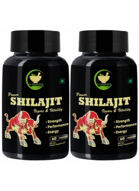 FIJ AYURVEDA Power Shilajit/Shilajeet Capsule for Men & Women - 500mg 60 Capsules (Shilajit Pk 2)