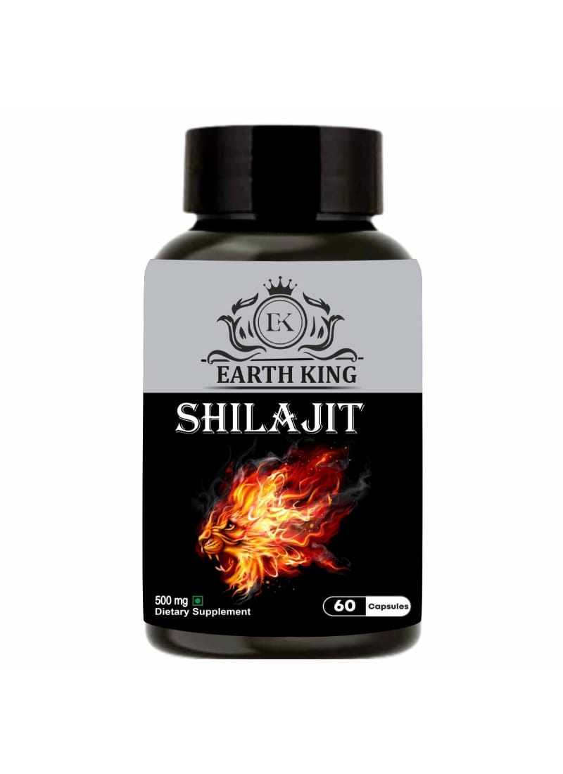 EARTH KING Shilajit/Shilajeet Capsule Supports Strength, Stamina & Energy - 500mg 60 Capsules (Pack of 1)