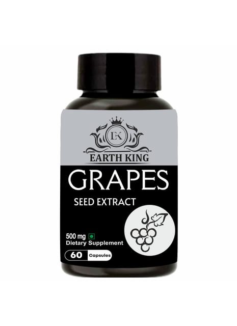 EARTH KING Grapes Seed Extract Capsule Supports Strengthens Immunity & Antioxidant Supplement – 500mg 60 Capsules