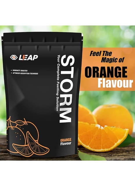 Leap Storm Multivitamin Hydration/Electrolyte Powder for Instant Energy & Endurance, Help Boost Immunity (Orange Flavor): 1120 g