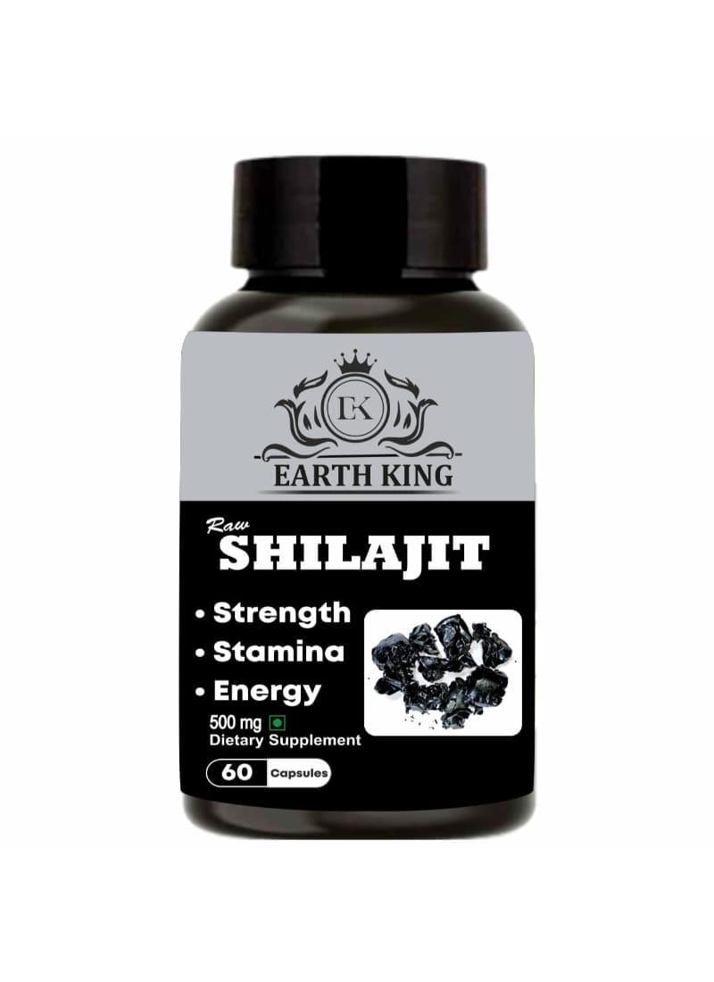 EARTH KING Raw Shilajit/Shilajeet Extract Capsule - 500mg 60 Capsules (Pack of 1)