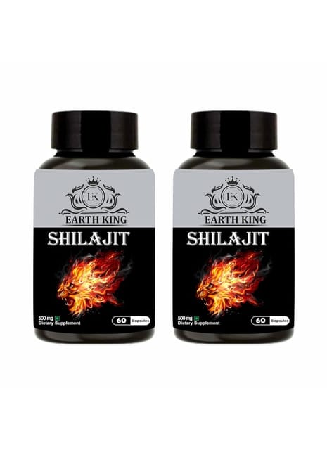 EARTH KING Shilajit/Shilajeet Capsule - 500mg 60 Capsules (Pack of 2)