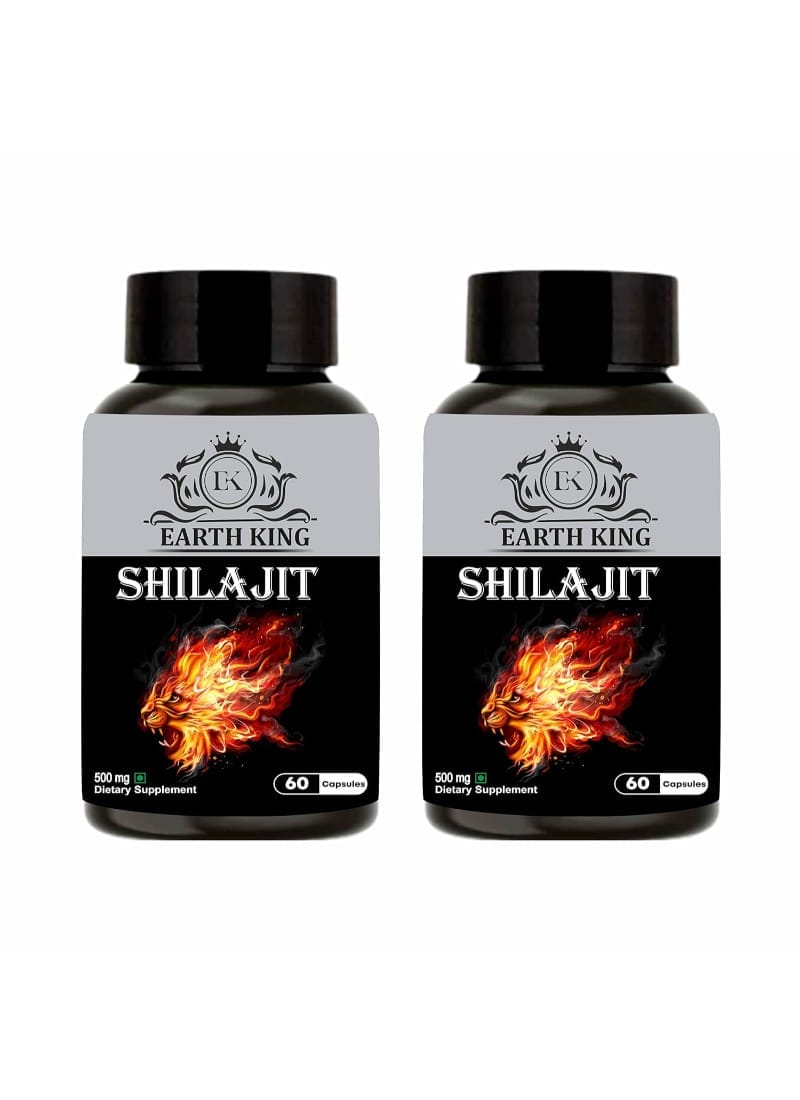 EARTH KING Shilajit/Shilajeet Capsule - 500mg 60 Capsules (Pack of 2)