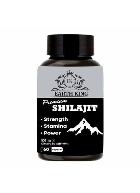 EARTH KING Premium Shilajit/Shilajeet Extract Capsule for Men & Women - 500mg 60 Capsules (Pack of 1)