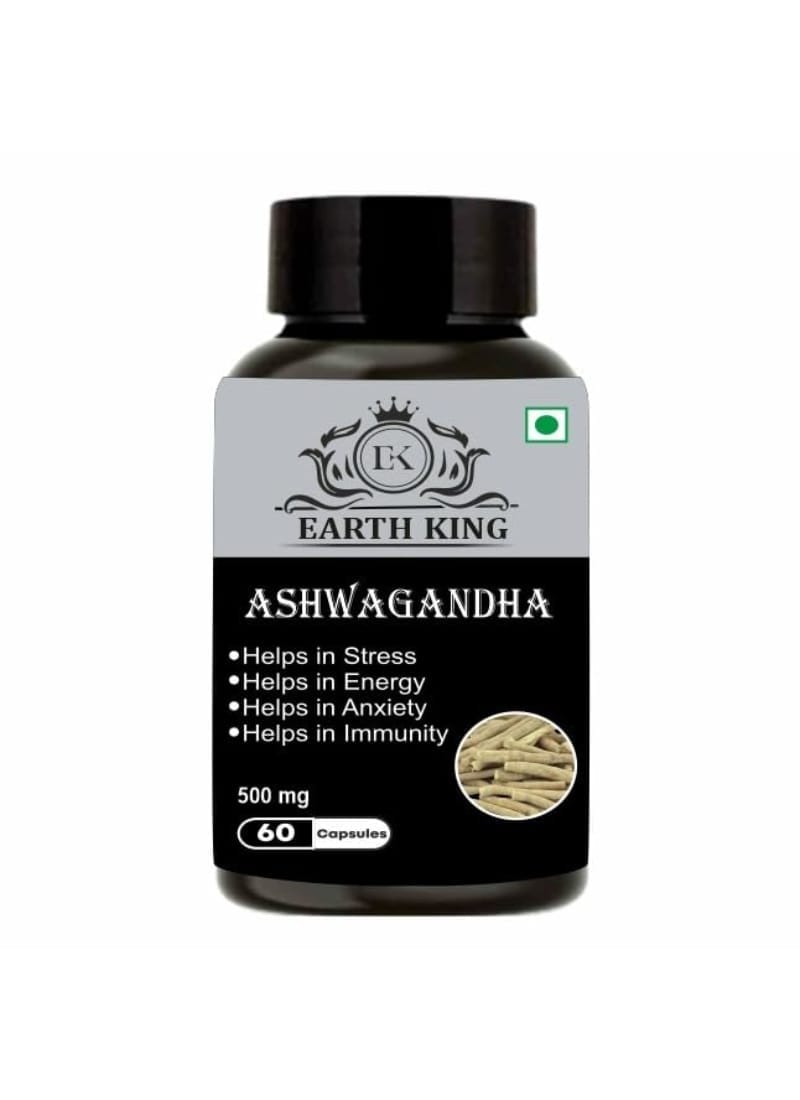 EARTH KING Ashwagandha Capsule for Men & Women - 500mg 60 Capsules